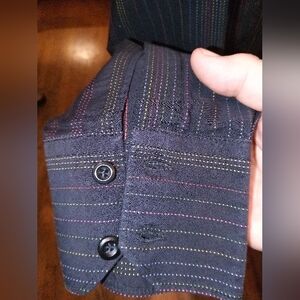 ARMANI Black w colored Striped shirt. Size 17/42 made in Italy